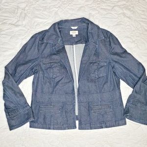 Talbots Medium Weight Open Front Denim Blazer